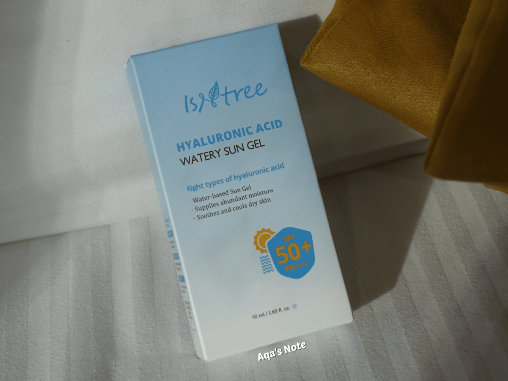 Instree Hyaluronic Acid Watery Sun Gel packaging Aqa's Note